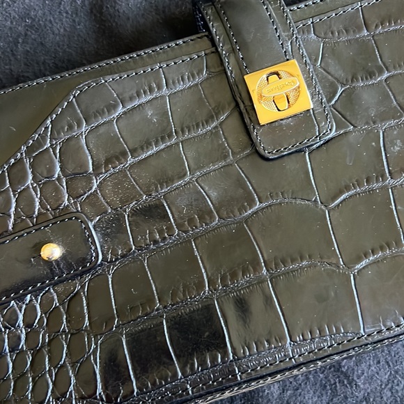 COLE HAAN Saddle Stamped Croc Handbag Purse - Picture 2 of 12
